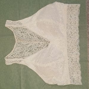 Soma, Lace Racerback Bra, Ivory, Size Large